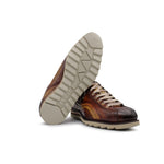 Harris Shoes 1913 Wave Quilted Calfskin Sneakers Brown