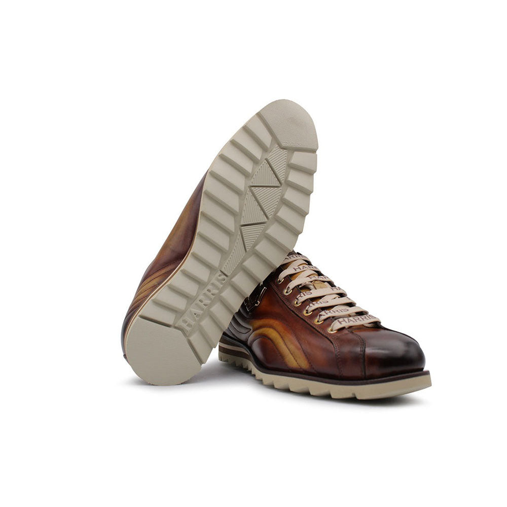 Harris Shoes 1913 Wave Quilted Calfskin Sneakers Brown