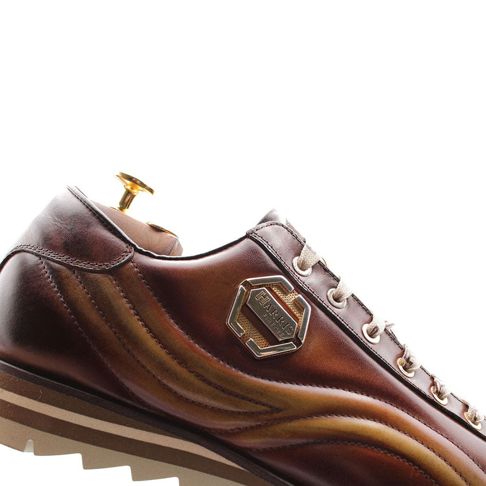 Harris Shoes 1913 Wave Quilted Calfskin Sneakers Brown