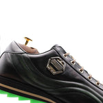 Harris Shoes 1913 Wave Quilted Calfskin Sneakers Green