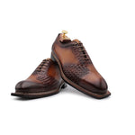 Harris Shoes 1913 Woven Leather Oxfords Brown