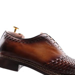 Harris Shoes 1913 Woven Leather Oxfords Brown