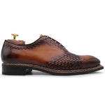 Harris Shoes 1913 Woven Leather Oxfords Brown