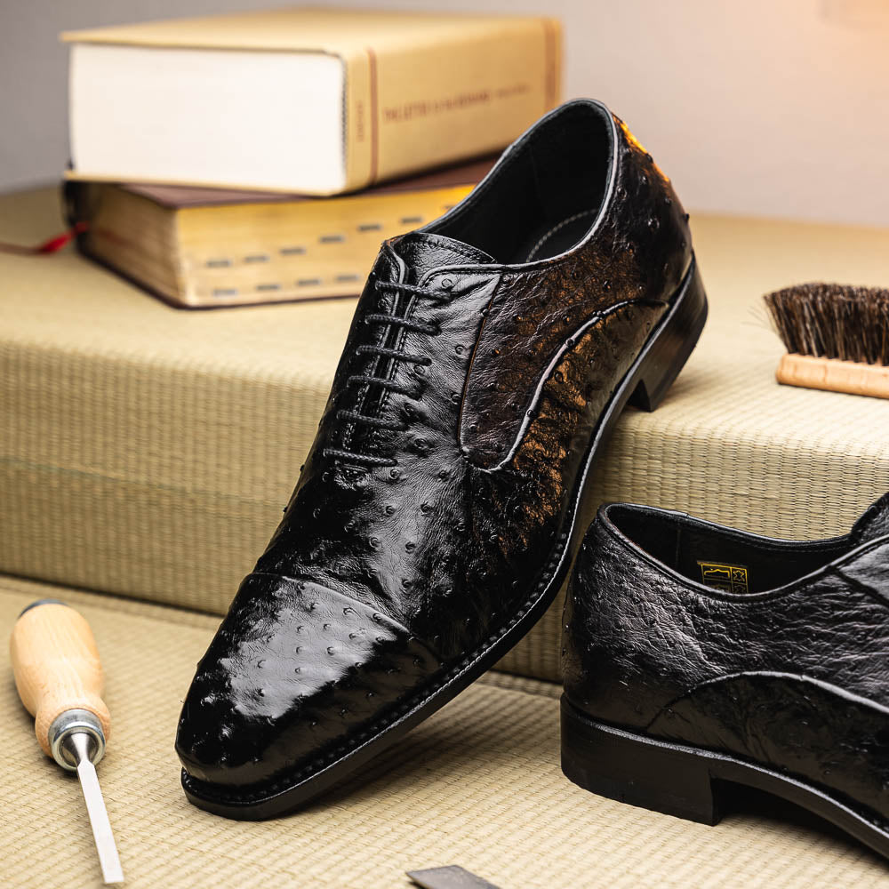 Harris Shoes 1913 Ostrich Stringed Shoes Nero