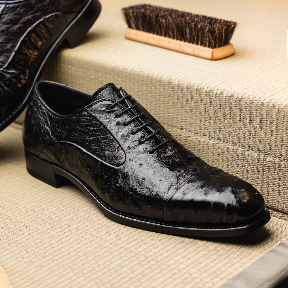 Harris Shoes 1913 Ostrich Stringed Shoes Nero