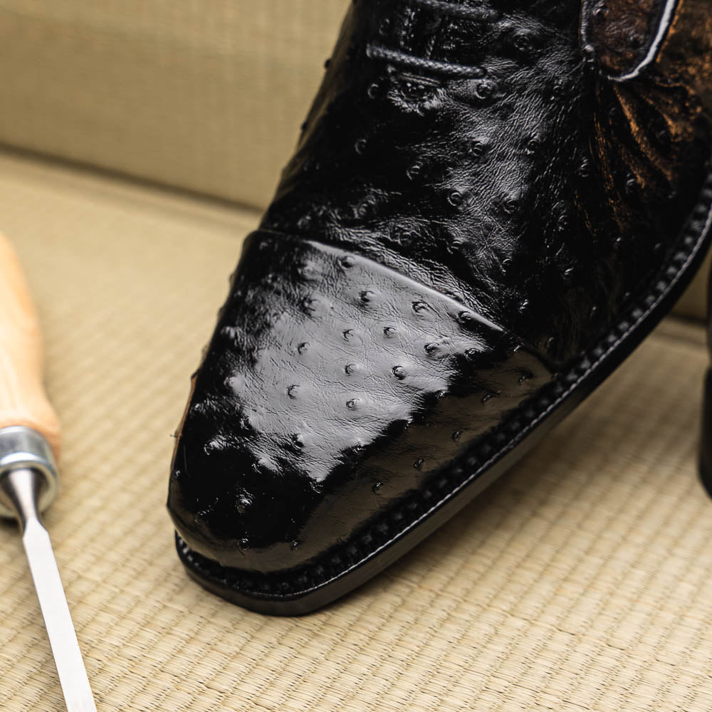 Harris Shoes 1913 Ostrich Stringed Shoes Nero