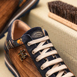 Harris Shoes 1913 Quilted Suede/ Calfskin Leather Sneakers Brown