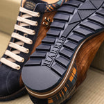 Harris Shoes 1913 Quilted Suede/ Calfskin Leather Sneakers Brown