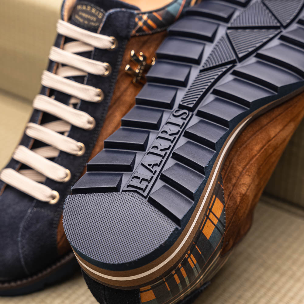 Harris Shoes 1913 Quilted Suede/ Calfskin Leather Sneakers Brown