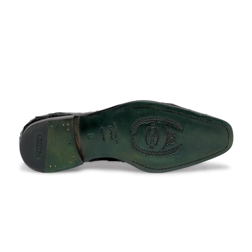 Harris Shoes 1913 Ostrich Stringed Shoes Petroleum