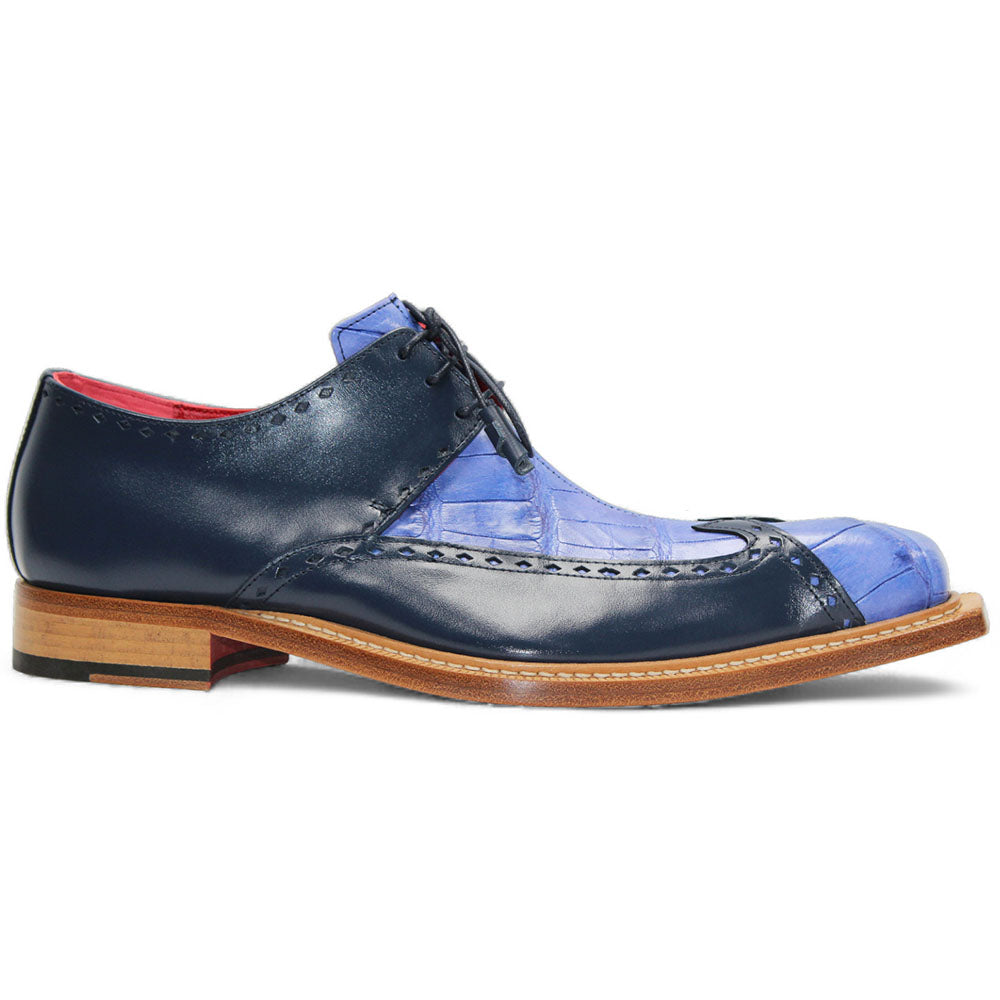 Fennix Harry Genuine Alligator/Leather Shoes Light Blue/Navy