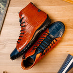 Marco Di Milano Hermond Alligator Boots Blue Jean / Honey