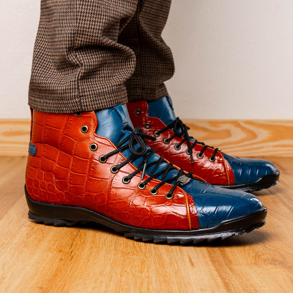 Marco Di Milano Hermond Alligator Boots Blue Jean / Honey