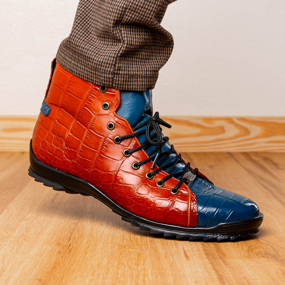 Marco Di Milano Hermond Alligator Boots Blue Jean / Honey