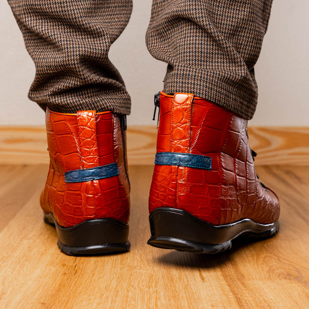Marco Di Milano Hermond Alligator Boots Blue Jean / Honey