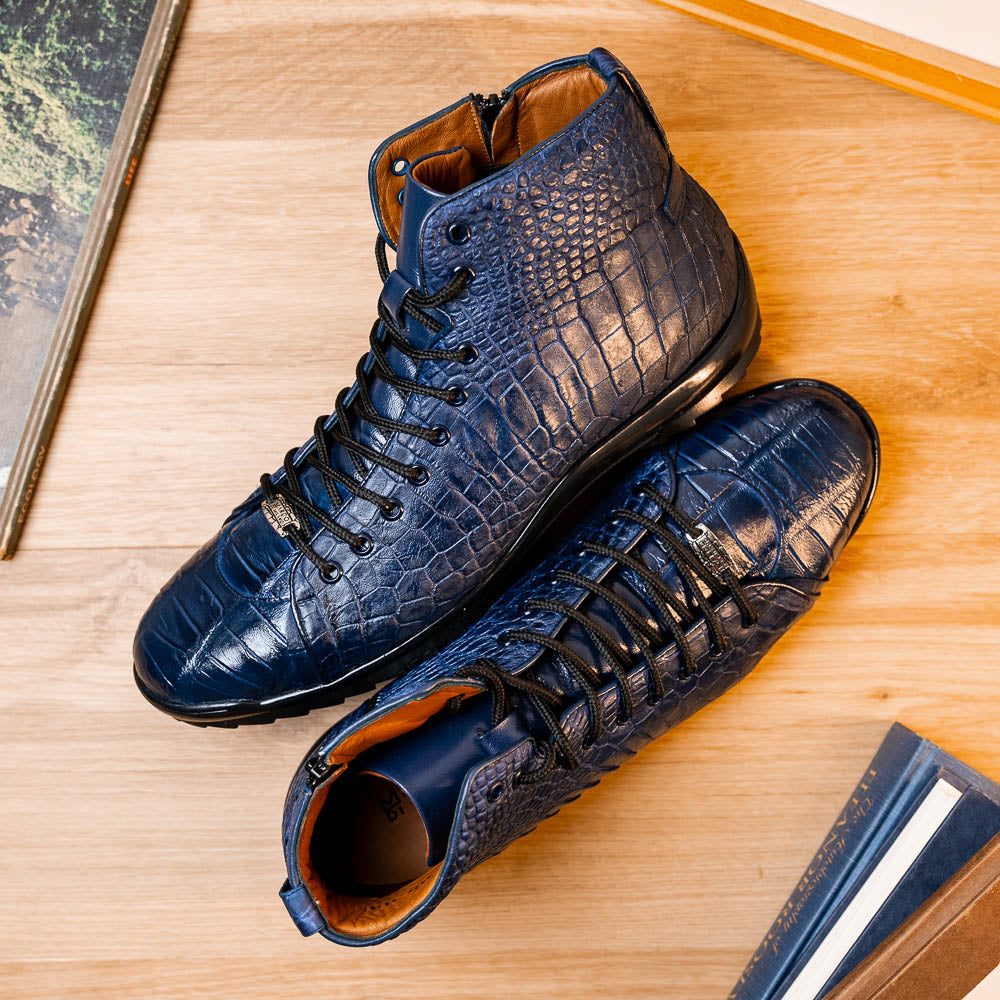 Marco Di Milano Hermond Alligator Boots Navy | MensDesignerShoe.com