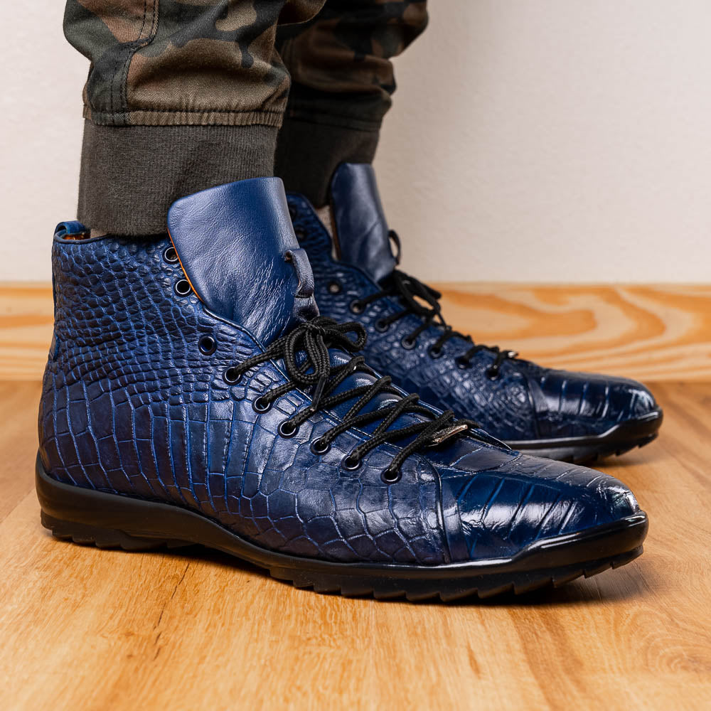 Marco Di Milano Hermond Alligator Boots Navy | MensDesignerShoe.com