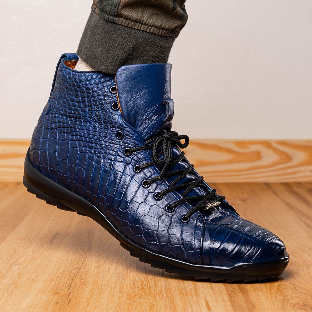 Marco Di Milano Hermond Alligator Boots Navy | MensDesignerShoe.com