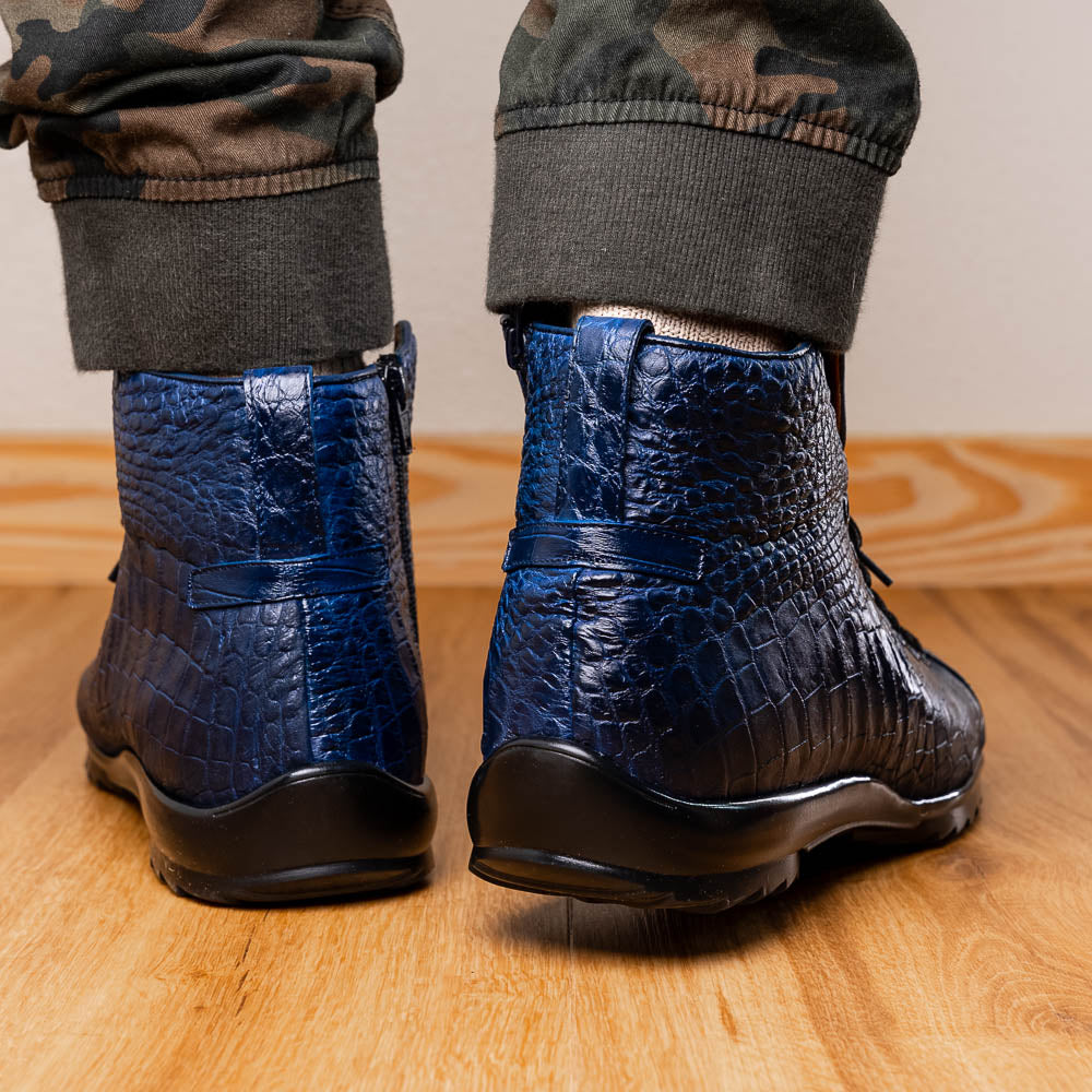 Marco Di Milano Hermond Alligator Boots Navy | MensDesignerShoe.com
