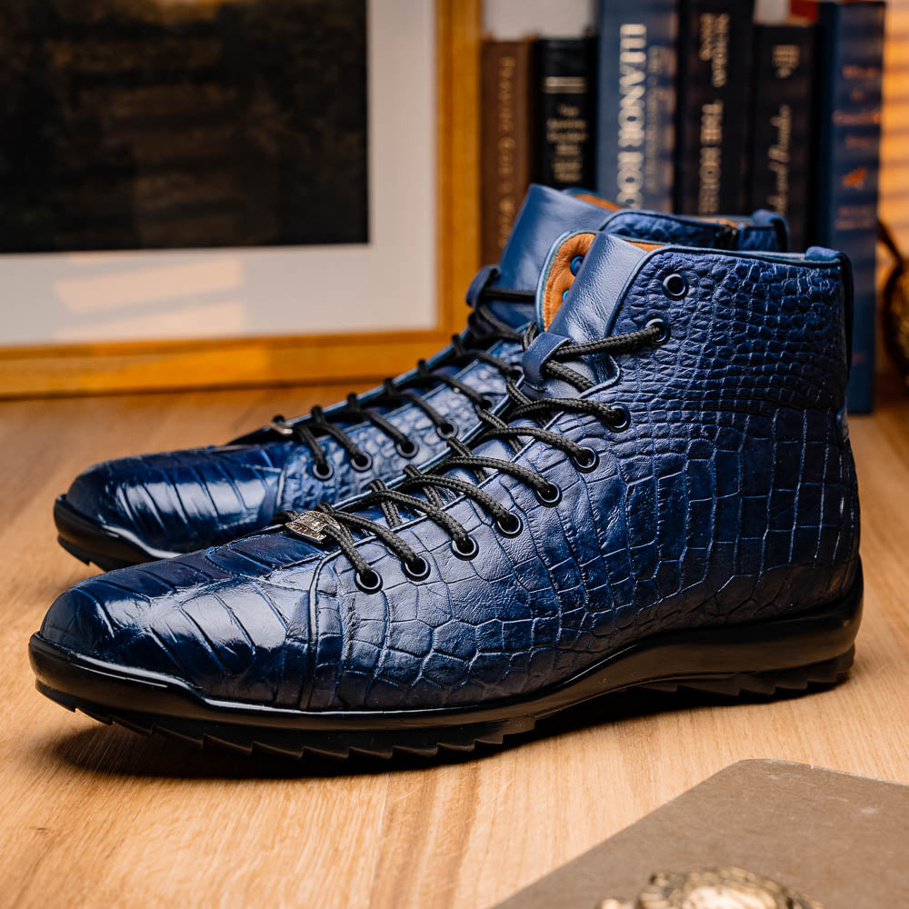 Marco Di Milano Hermond Alligator Boots Navy | MensDesignerShoe.com