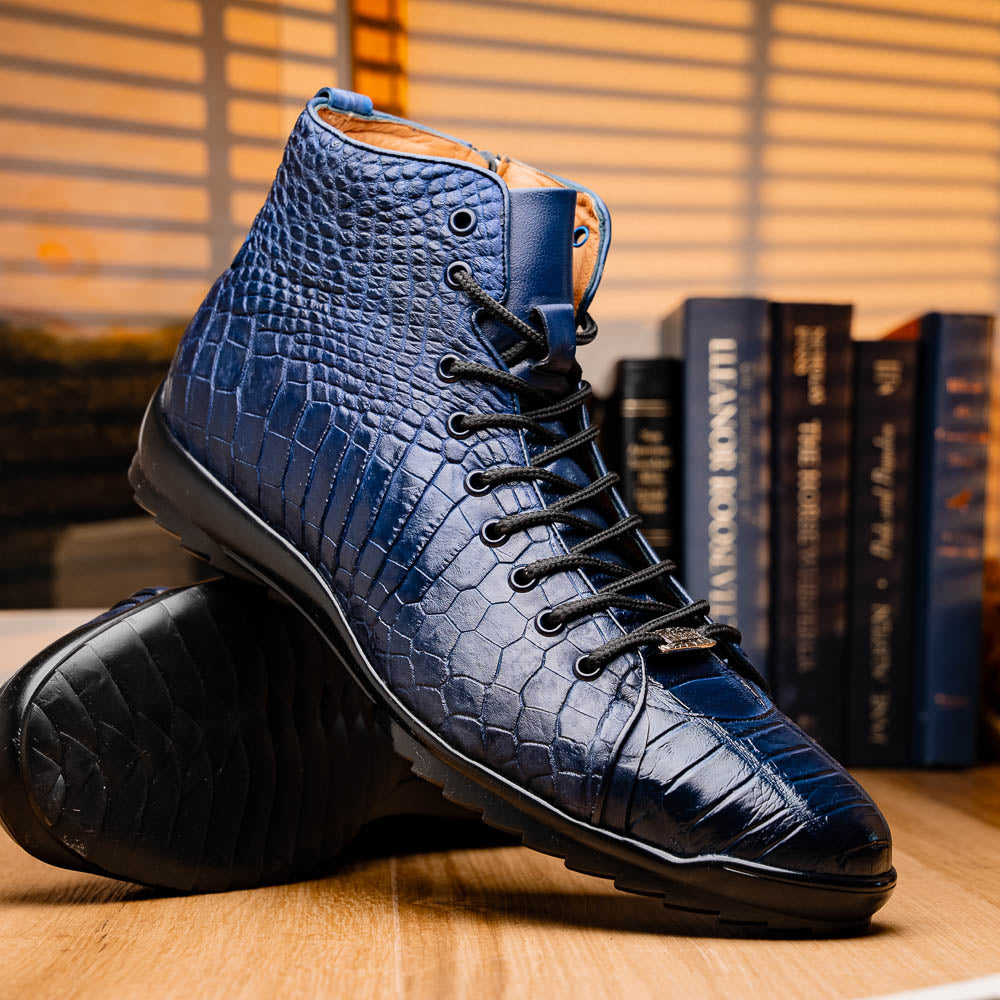 Marco Di Milano Hermond Alligator Boots Navy | MensDesignerShoe.com