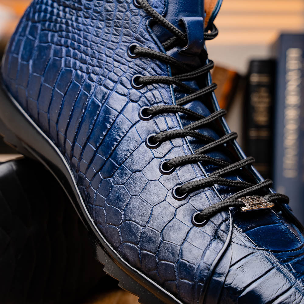 Marco Di Milano Hermond Alligator Boots Navy | MensDesignerShoe.com