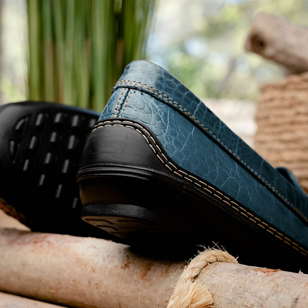 TB Phelps Croco Horsebit Driver Navy