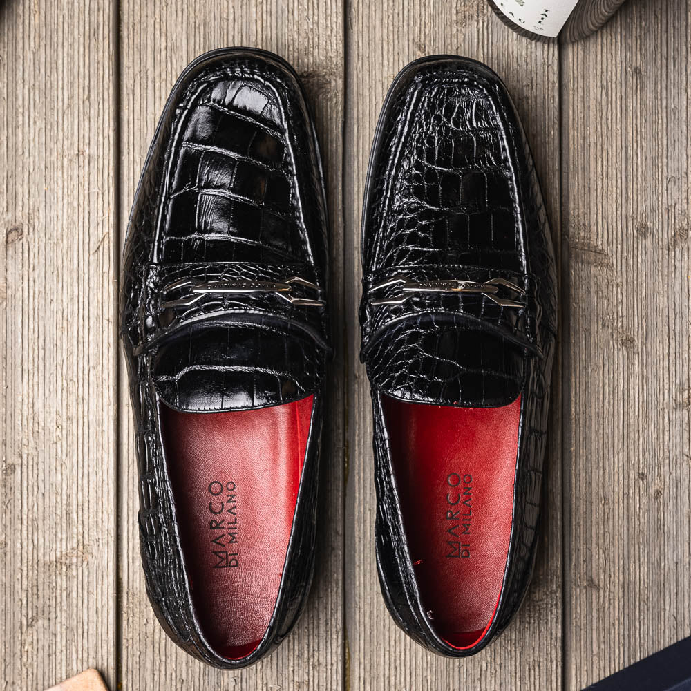 Marco Di Milano Hugo Alligator Bit Loafers Black