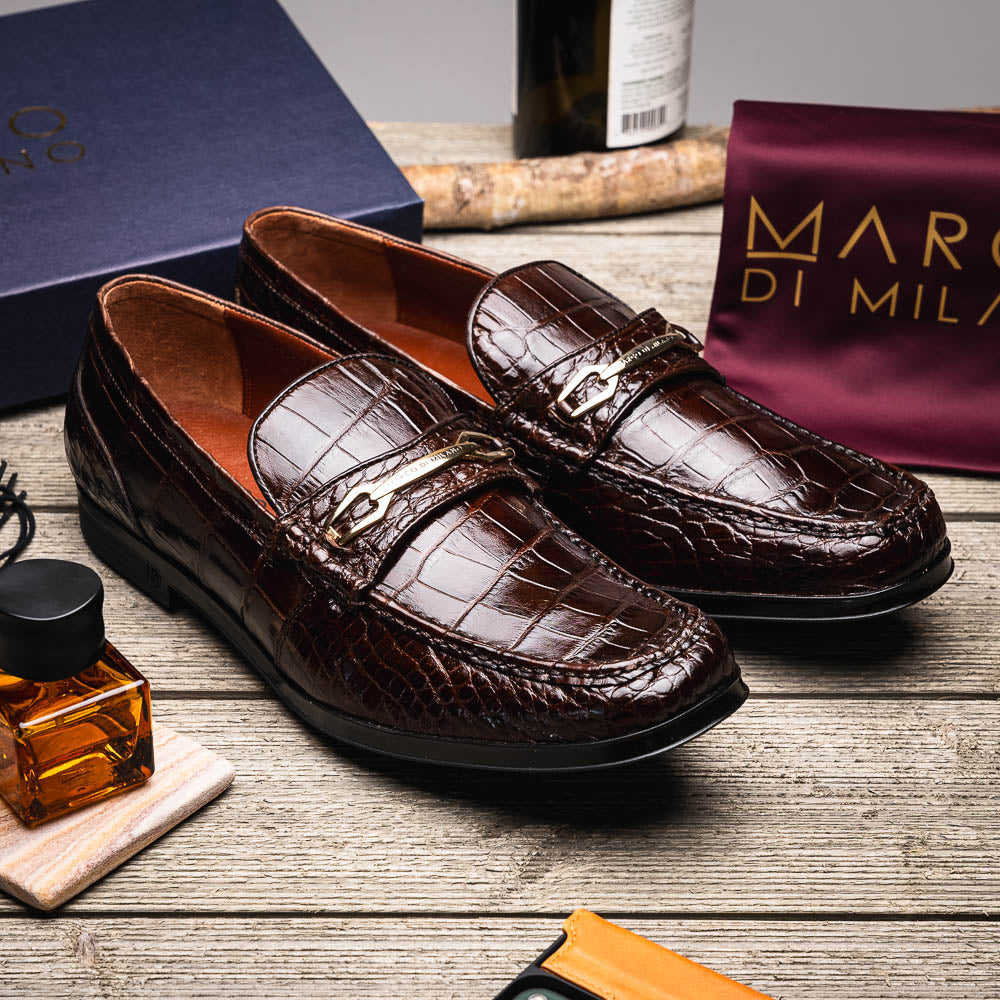 Marco Di Milano Hugo Alligator Bit Loafers Brown