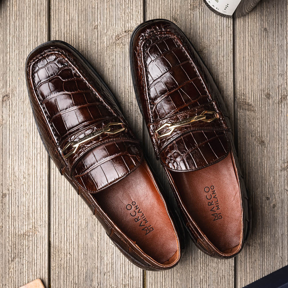 Marco Di Milano Hugo Alligator Bit Loafers Brown