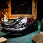 Marco Di Milano Hugo Lizard & Calfskin Bit Loafers Black