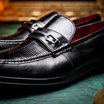 Marco Di Milano Hugo Lizard & Calfskin Bit Loafers Black