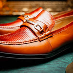 Marco Di Milano Hugo Lizard & Calfskin Bit Loafers Cognac