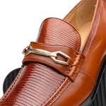 Marco Di Milano Hugo Lizard & Calfskin Bit Loafers Cognac