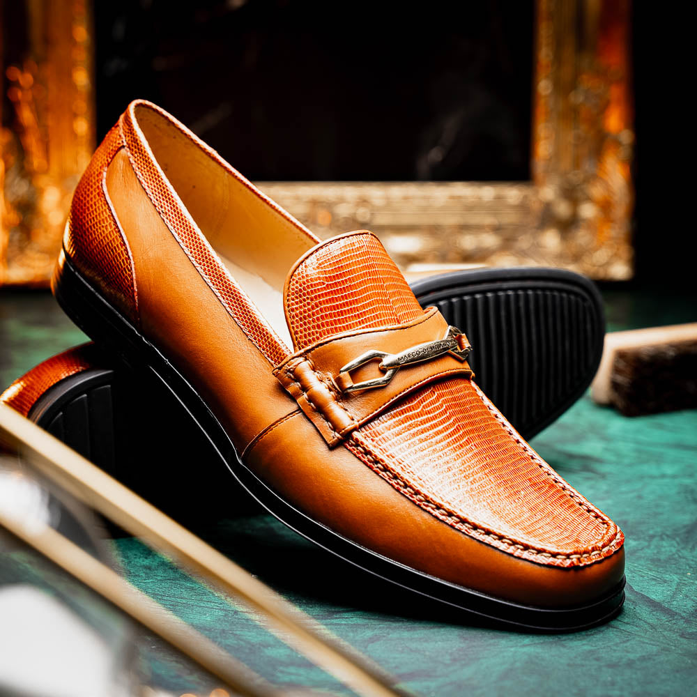 Marco Di Milano Hugo Lizard & Calfskin Bit Loafers Honey