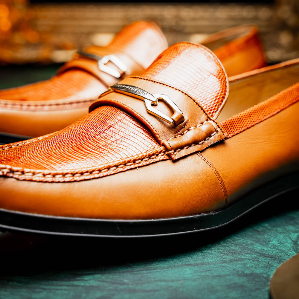 Marco Di Milano Hugo Lizard & Calfskin Bit Loafers Honey