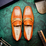 Marco Di Milano Hugo Lizard & Calfskin Bit Loafers Honey