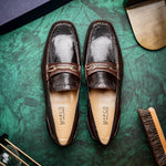 Marco Di Milano Hugo Lizard & Calfskin Bit Loafers Brown
