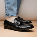 Marco Di Milano Hugo Lizard & Calfskin Bit Loafers Black