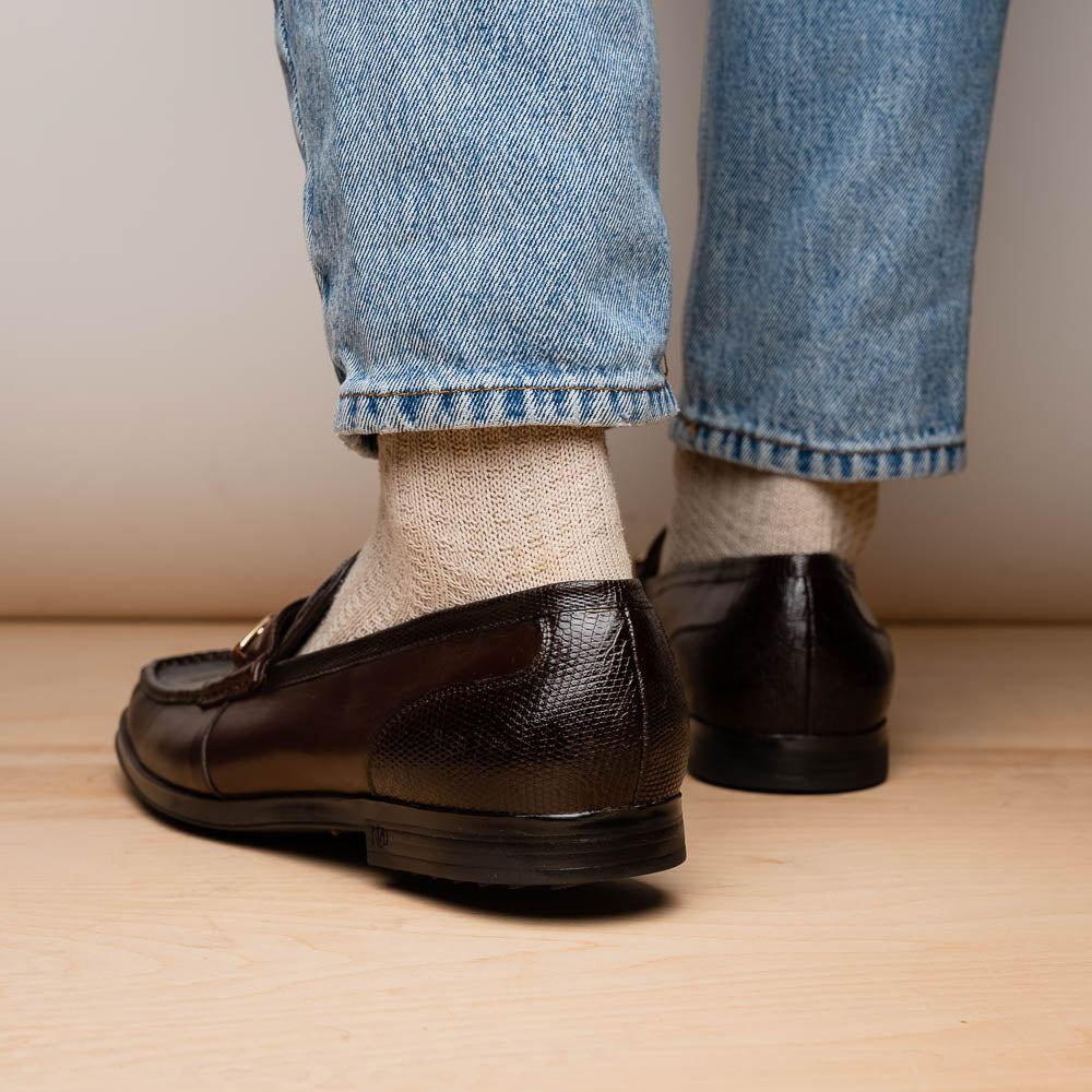Marco Di Milano Hugo Lizard & Calfskin Bit Loafers Brown