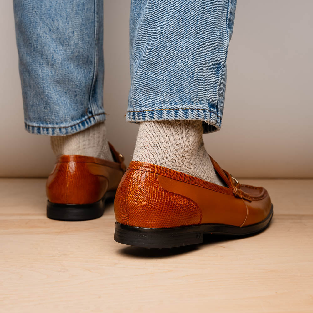 Marco Di Milano Hugo Lizard & Calfskin Bit Loafers Honey