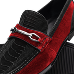 Marco Di Milano Hugo Sueded Ostrich Leg Bit Loafers Black / Red