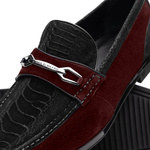 Marco Di Milano Hugo Sueded Ostrich Leg Bit Loafers Black / Wine