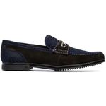 Marco Di Milano Hugo Sueded Ostrich Leg Bit Loafers Navy / Brown
