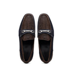 Marco Di Milano Hugo Sueded Ostrich Leg Bit Loafers Brown / Navy
