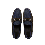 Marco Di Milano Hugo Sueded Ostrich Leg Bit Loafers Navy / Brown