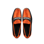 Marco Di Milano Hugo Sueded Ostrich Leg Bit Loafers Orange / Black