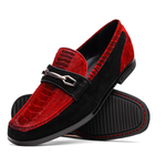 Marco Di Milano Hugo Sueded Ostrich Leg Bit Loafers Red / Black