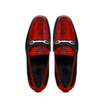 Marco Di Milano Hugo Sueded Ostrich Leg Bit Loafers Red / Black