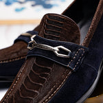 Marco Di Milano Hugo Sueded Ostrich Leg Bit Loafers Brown / Navy